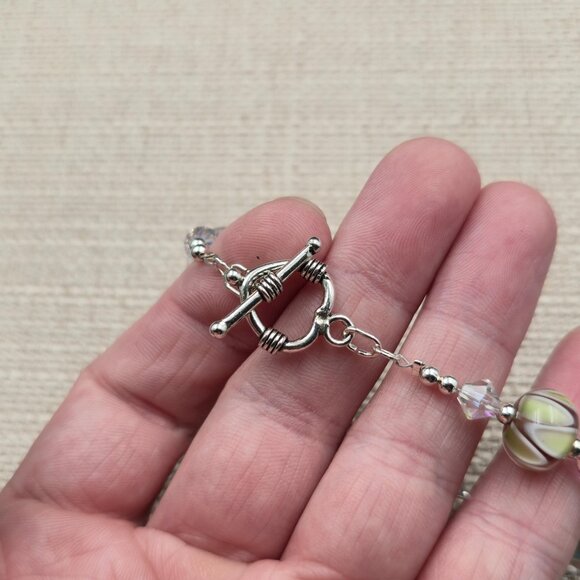 7.5 Inch Sterling Silver Colorful Crystal And Glass Handmade Bracelet B914 - Picture 4 of 6